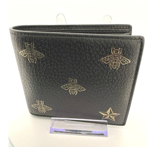 Gucci Black Leather Bee and Star Bifold Wallet - Picture 1 of 5